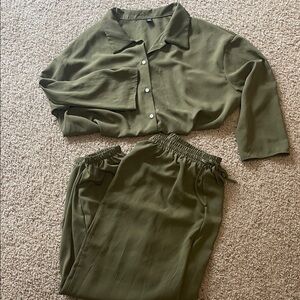 SHEIN Olive Green Shirt and Pant set size XL curve